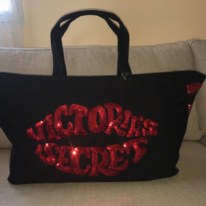 Victoria's Secret Bling Lip Stripe Beach Tote Bag